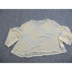 Giorgio Armani Blouse Womens 12 Multicolor Check 100%‎ Silk Made Italy Sheer